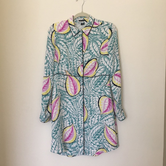 Theory long sleeve leafy pattern dress - Picture 2 of 8